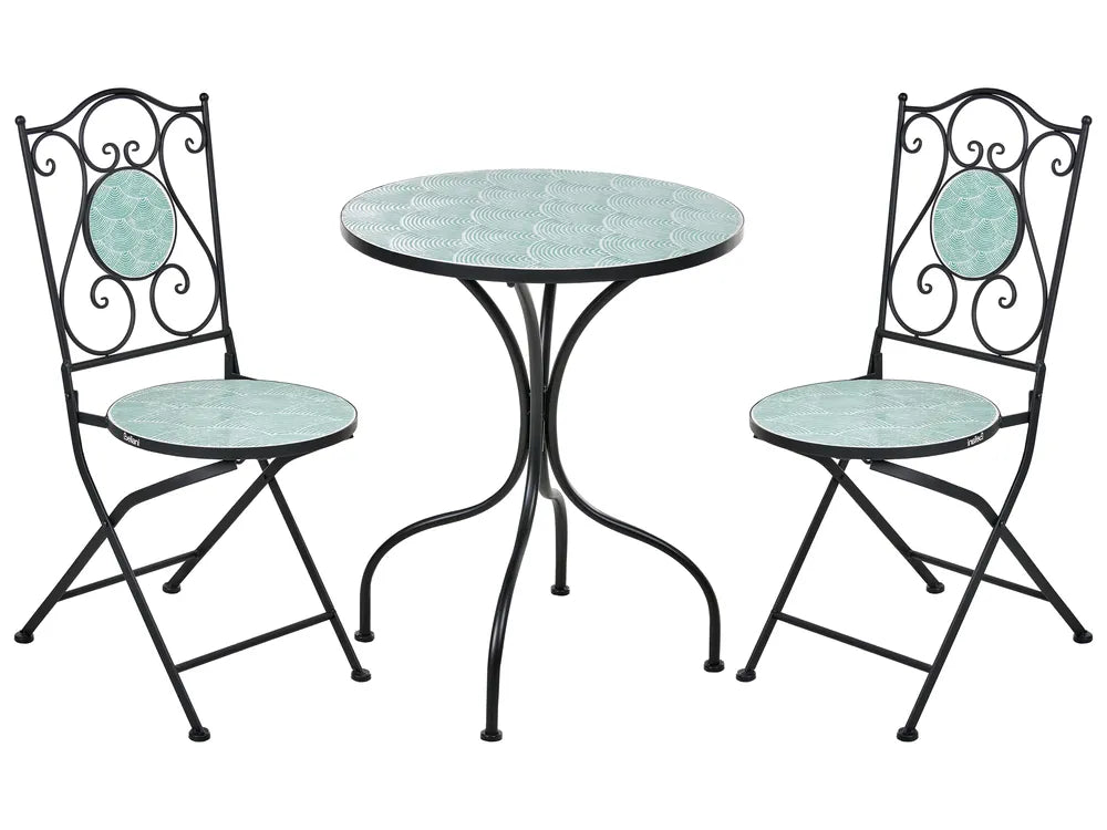 Bistro Set Folding Metal Black Cece