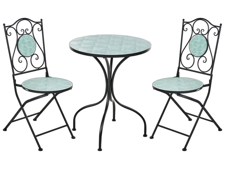 Bistro Set Folding Metal Black Cece