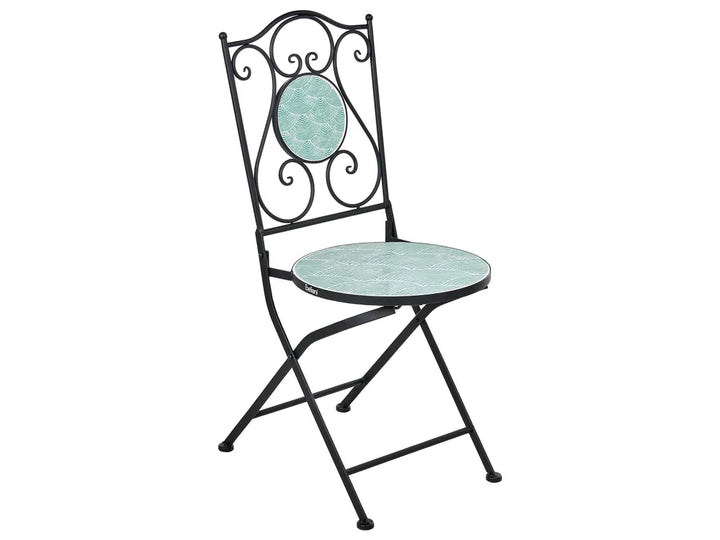 Bistro Set Folding Metal Black Cece