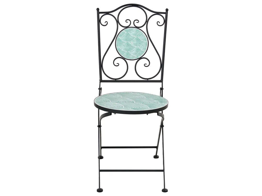 Bistro Set Folding Metal Black Cece