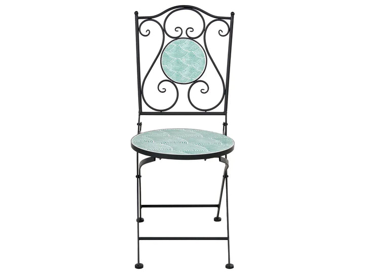 Bistro Set Folding Metal Black Cece