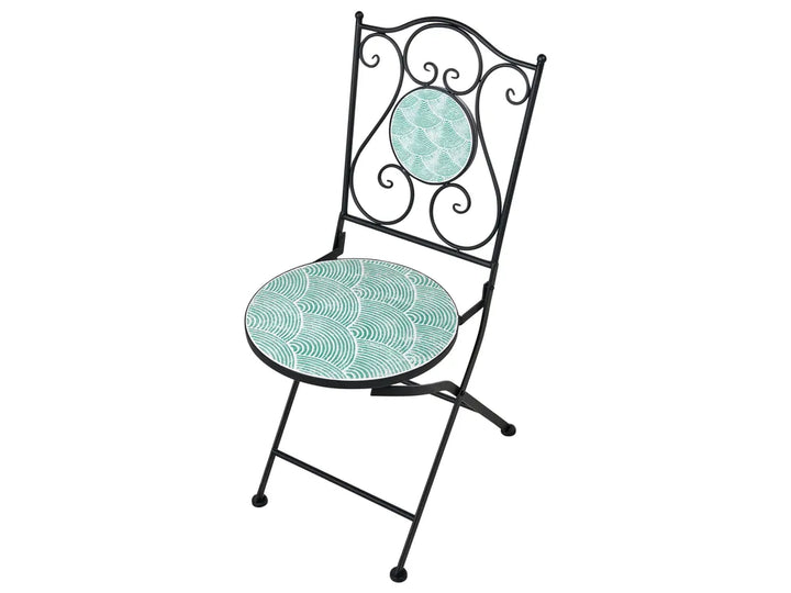 Bistro Set Folding Metal Black Cece