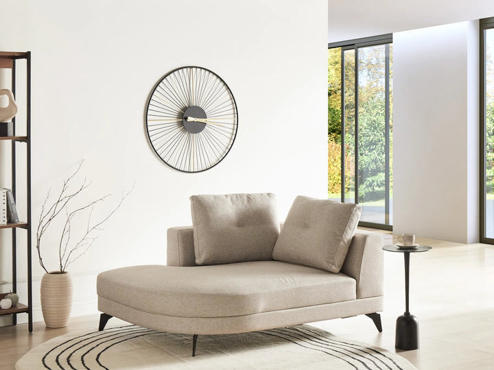 Chaise Longue Faux Linen Light Beige Yvera