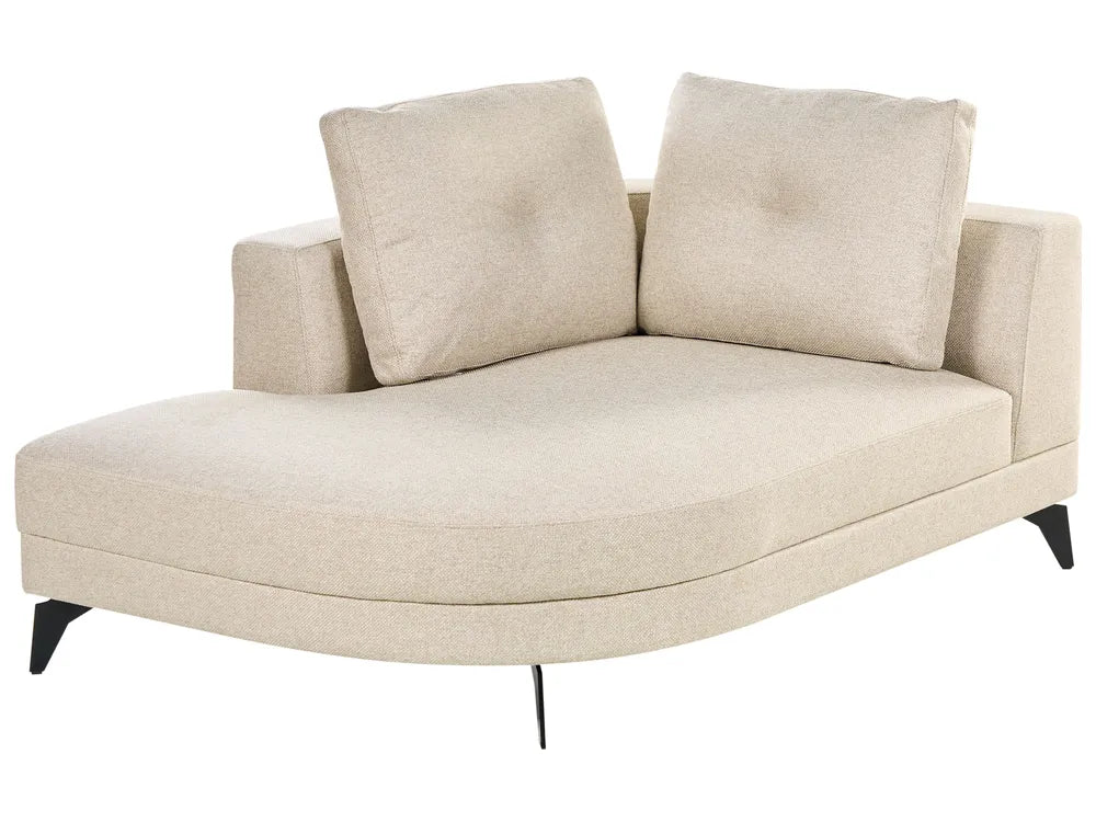 Chaise Longue Faux Linen Light Beige Yvera