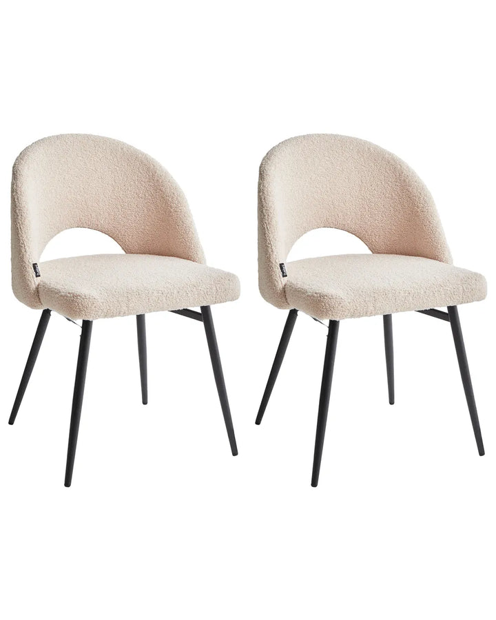 Set of 2 Dining Chairs Boucle Beige Trix