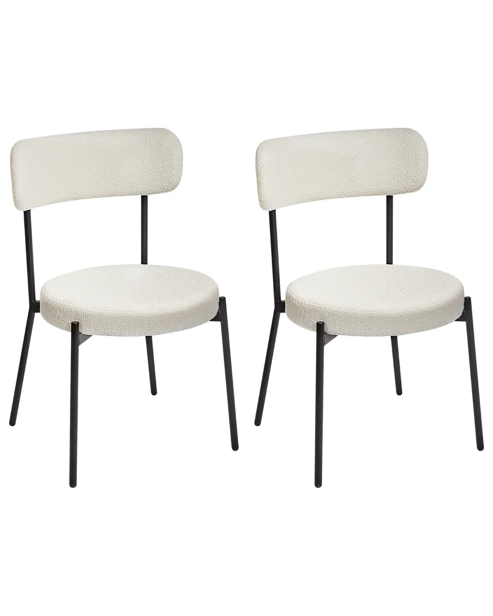 Set of 2 Dining Chairs Boucle White Rain