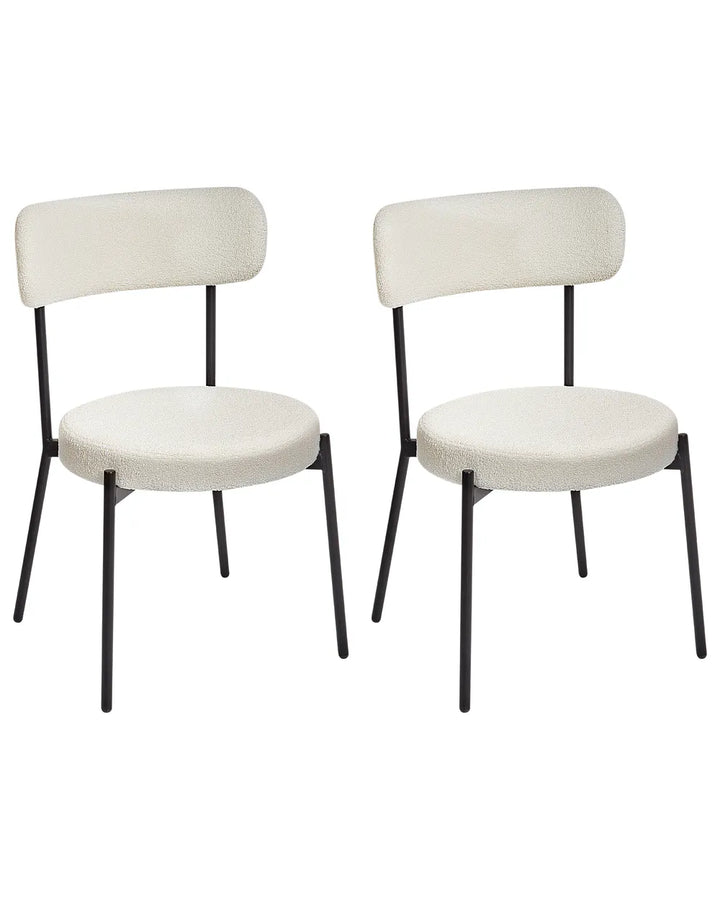 Set of 2 Dining Chairs Boucle White Rain