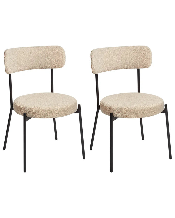Set of 2 Dining Chairs Boucle Light Beige Rain