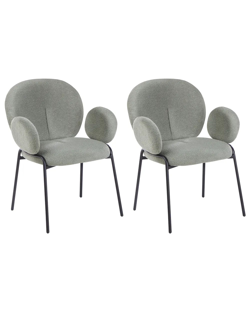 Set of 2 Dining Chairs Boucle Light Green Hillary