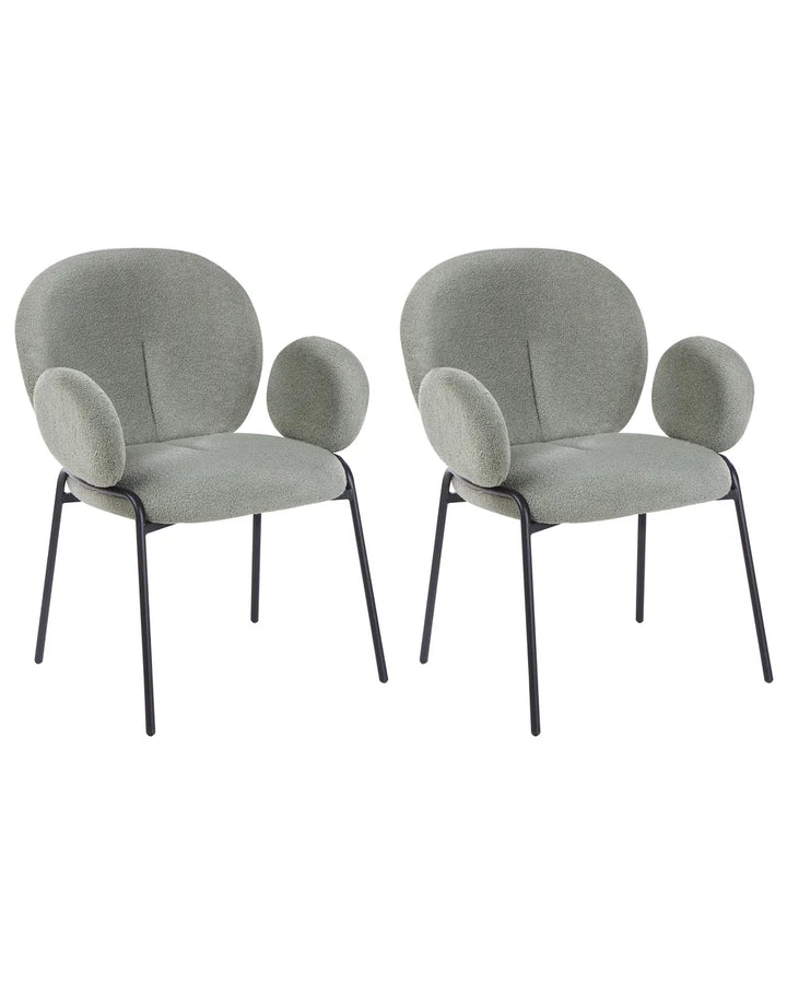 Set of 2 Dining Chairs Boucle Light Green Hillary