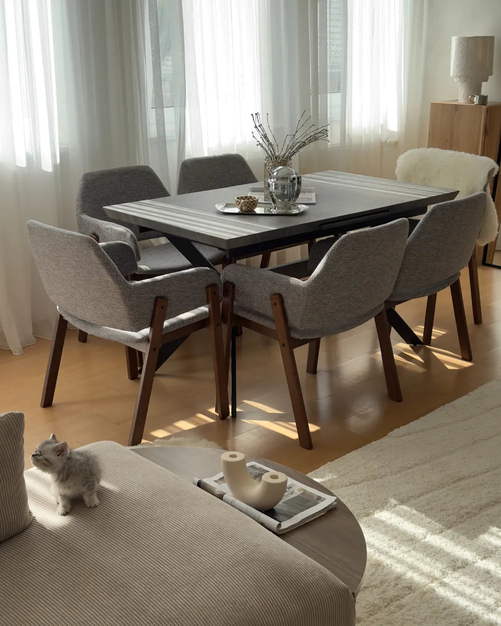 Set of 2 Dining Chairs Fabric Grey Missy