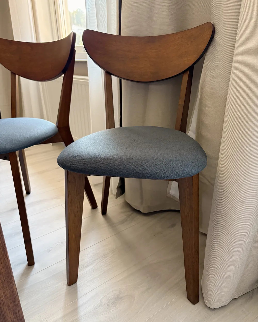 Set of 2 Dining Chairs Wood Dark Brown/ Grey Kaula