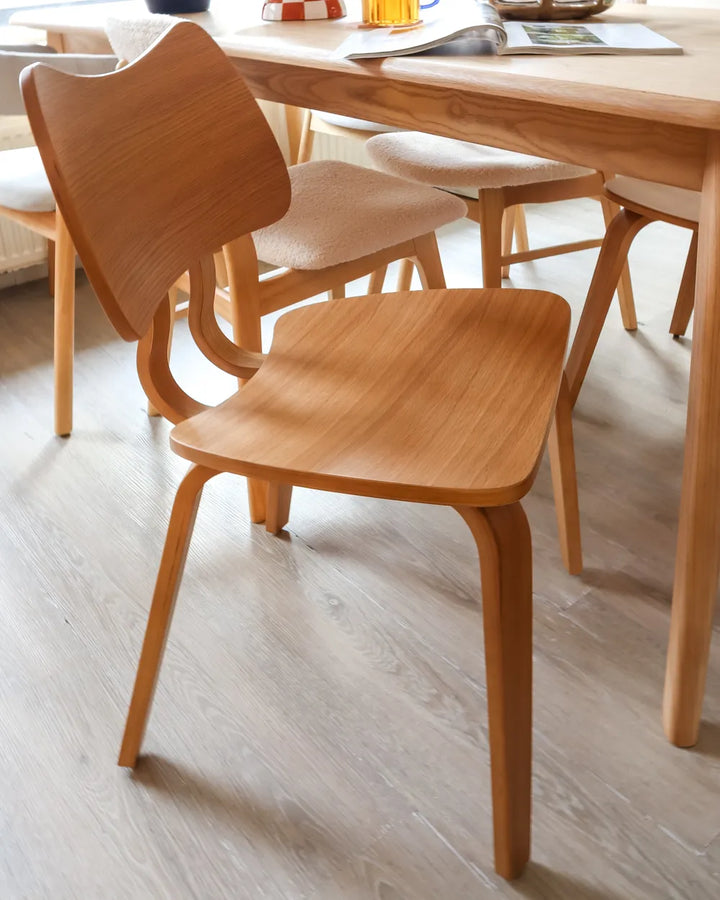 Set of 2 Dining Chairs Wood Light Brown Lea