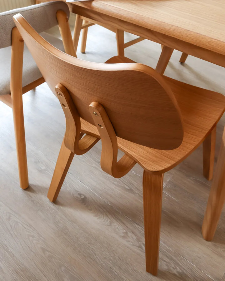 Set of 2 Dining Chairs Wood Light Brown Lea