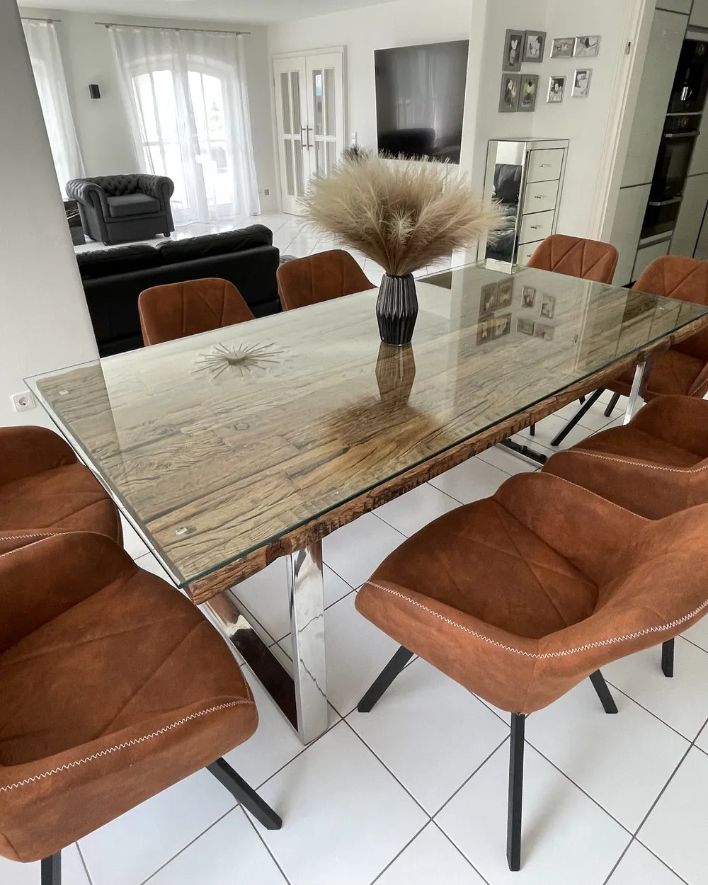 Set of 2 Dining Chairs Fabric Golden Brown Allen