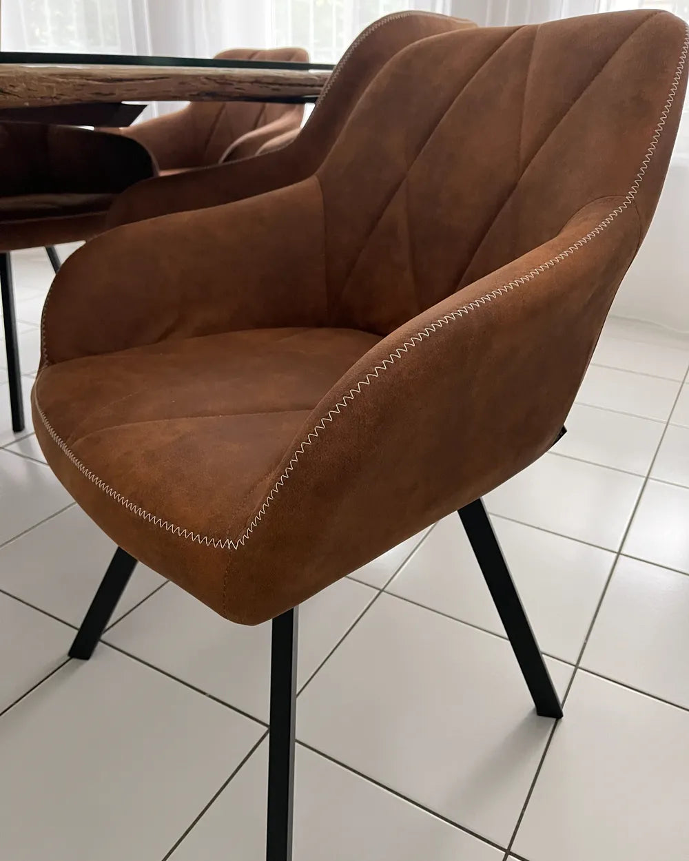 Set of 2 Dining Chairs Fabric Golden Brown Allen