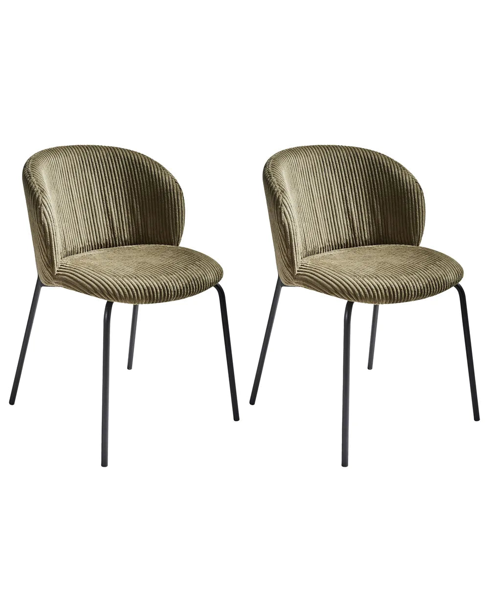 Set of 2 Dining Chairs Corduroy Olive Green Yve