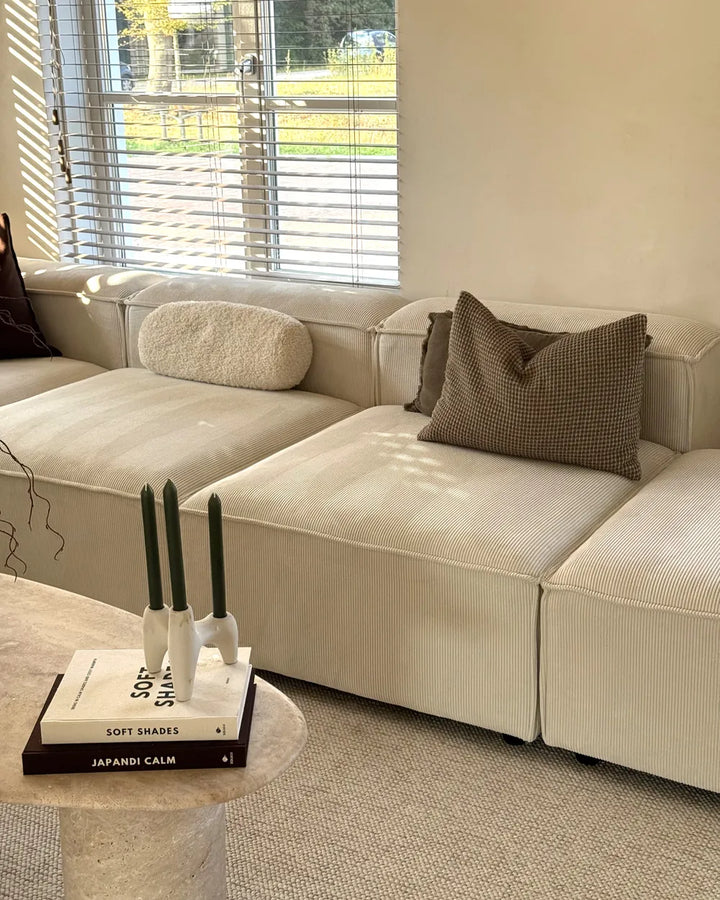 Chaise Lounge Corduroy Off-White Right Hand Oakham