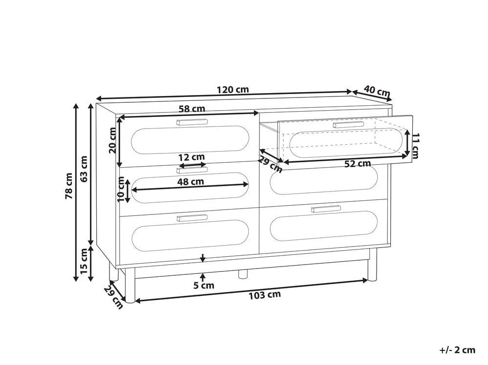 6 Drawer Chest Light Brown Alpen | Functional and Capacious