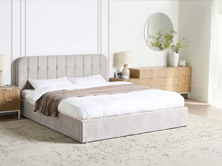 Ottoman Bed Fabric 180 x 200 cm (EU Super King) Off-White Fallon