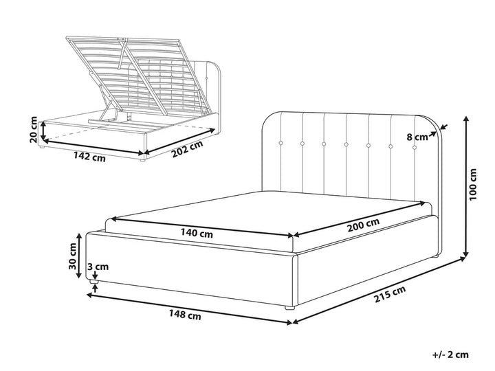 Ottoman Bed Chenille 140 x 200 cm (EU Double) Taupe Fallon