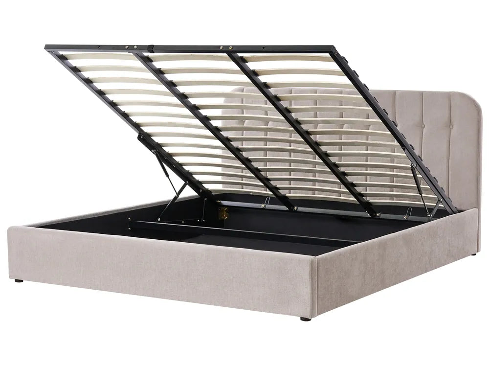 Ottoman Bed Chenille 180 x 200 cm (EU Super King) Taupe Fallon