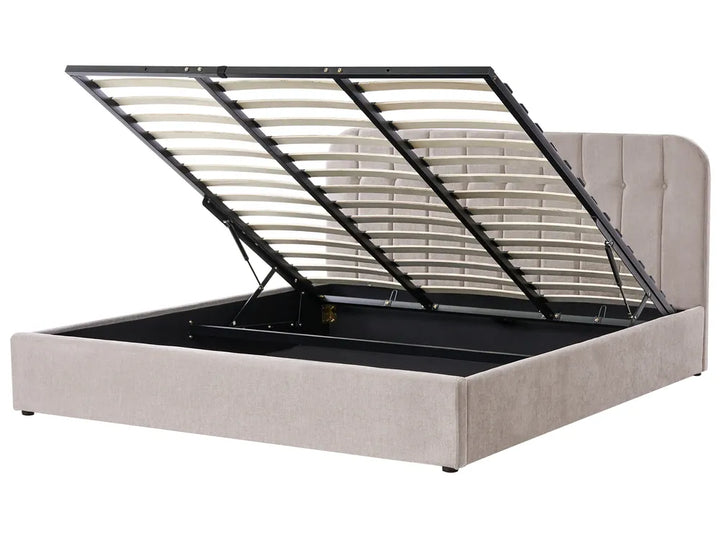 Ottoman Bed Chenille 180 x 200 cm (EU Super King) Taupe Fallon