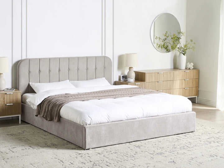 Ottoman Bed Chenille 180 x 200 cm (EU Super King) Taupe Fallon