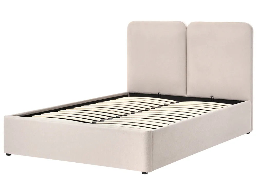 Beige upholstered bed frame 