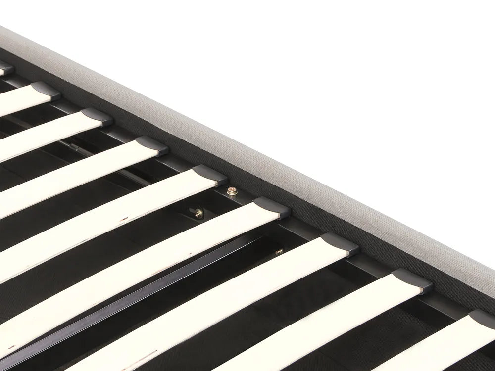 Metal ladder with horizontal rungs on a white background