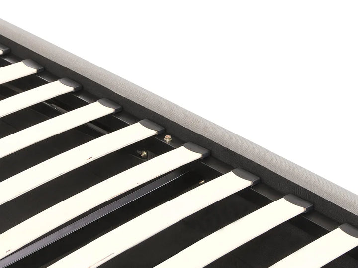 Metal ladder with horizontal rungs on a white background