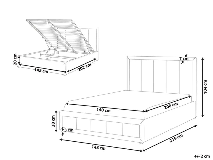 Ottoman Bed Fabric 140 x 200 cm (EU Double) Taupe Chandler