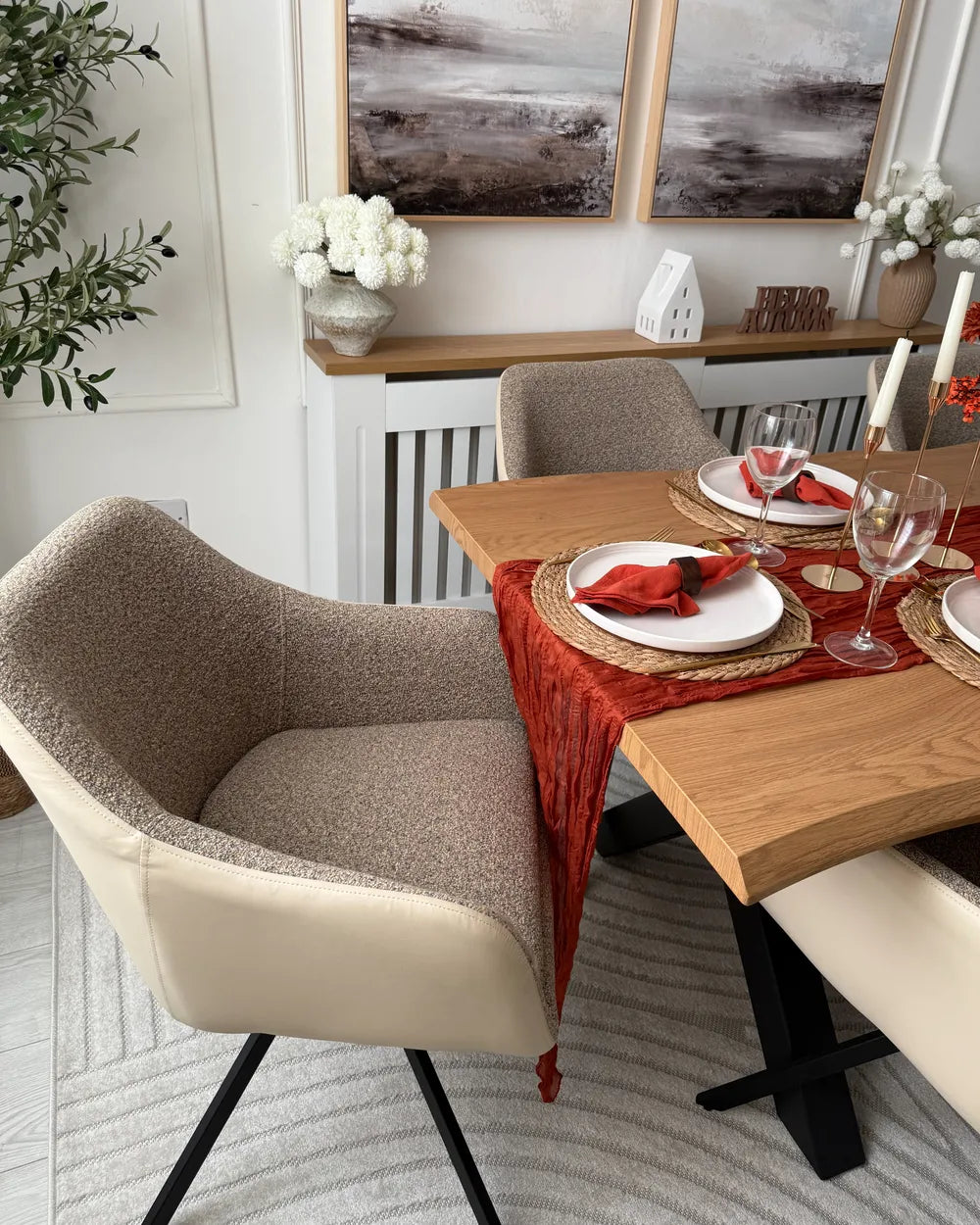 Set of 2 Dining Chairs Fabric Taupe Roan