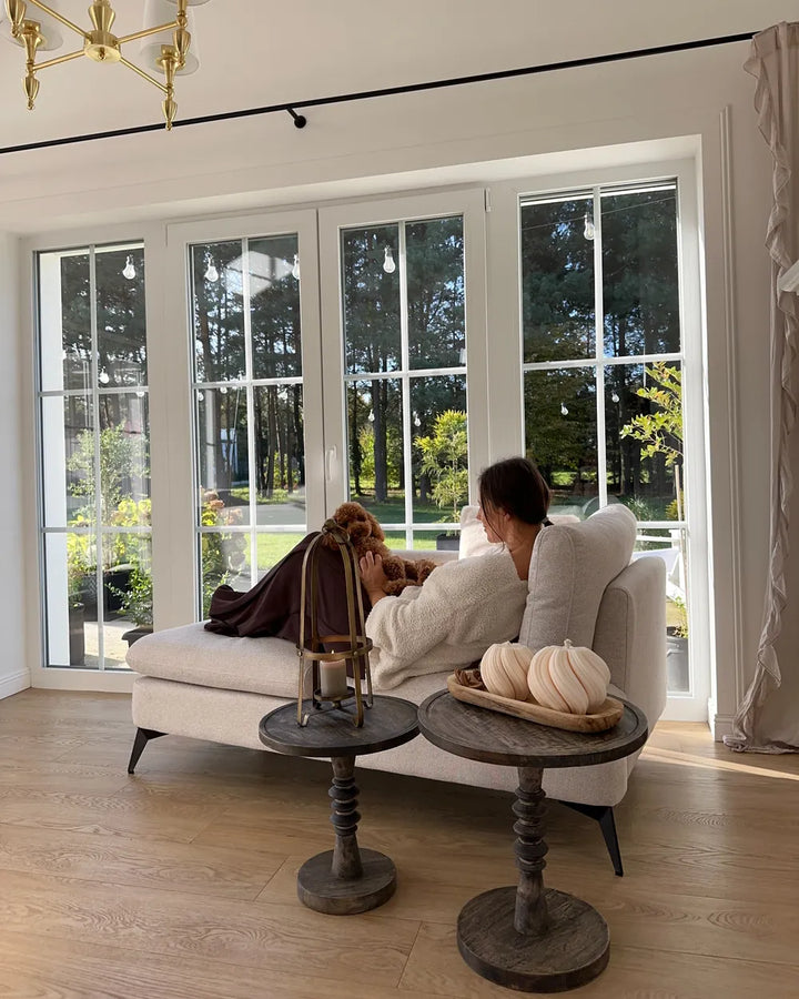 Right-Hand Chaise Lounge Fabric Light Beige Lorwell