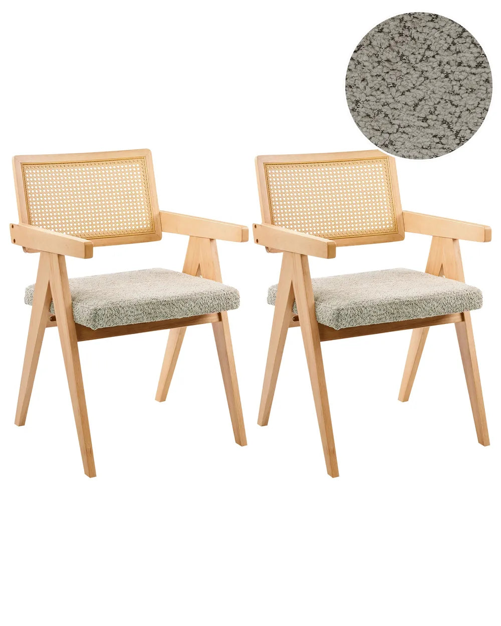 Set of 2 Dining Chairs Wood Light Brown/ Taupe Bernie