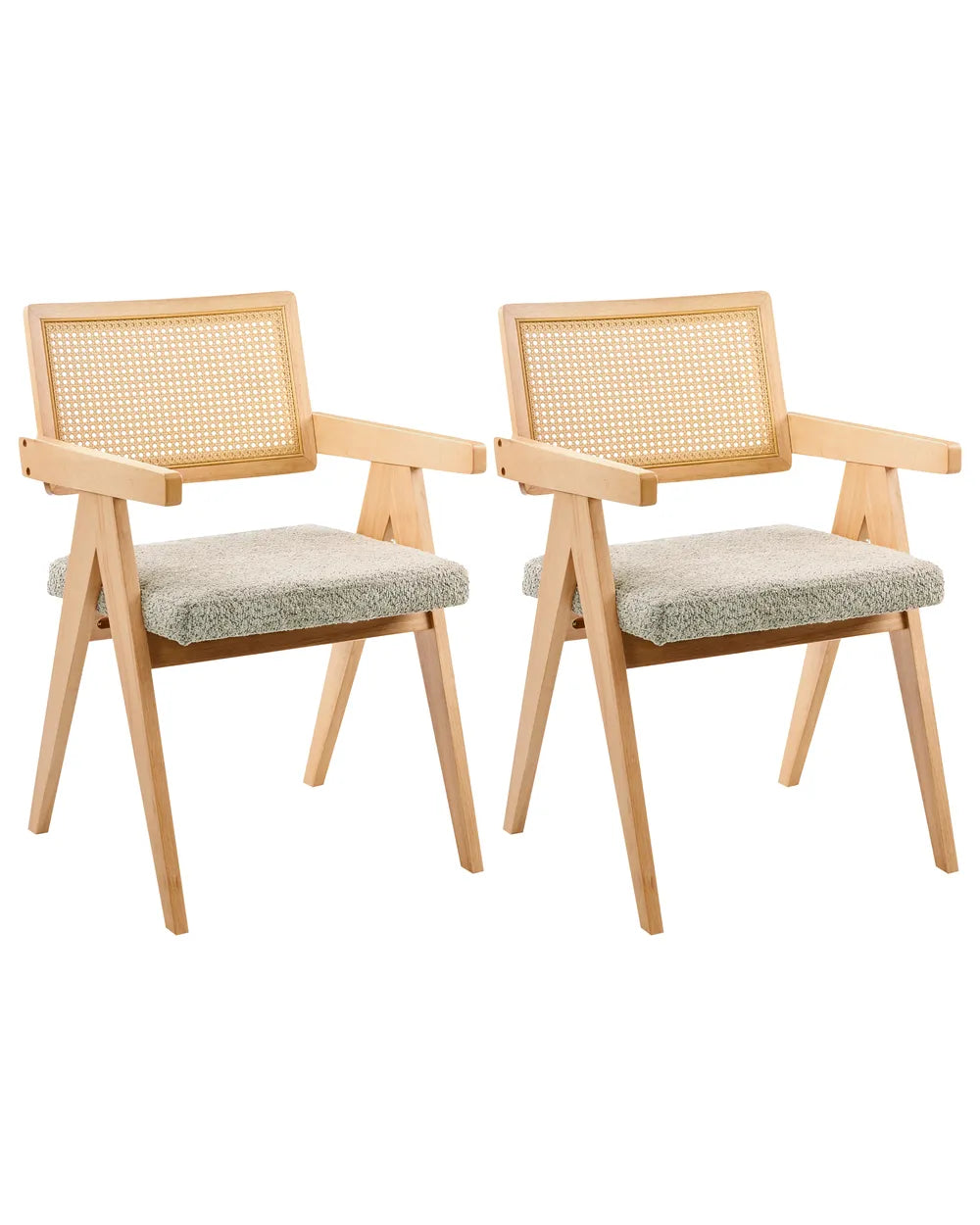Set of 2 Dining Chairs Wood Light Brown/ Taupe Bernie