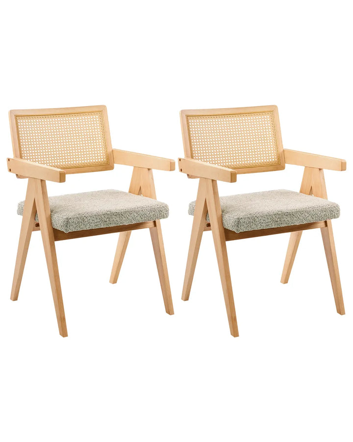 Set of 2 Dining Chairs Wood Light Brown/ Taupe Bernie