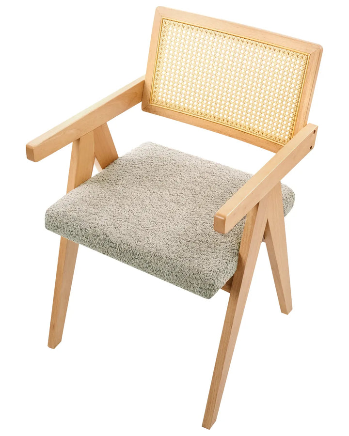 Set of 2 Dining Chairs Wood Light Brown/ Taupe Bernie