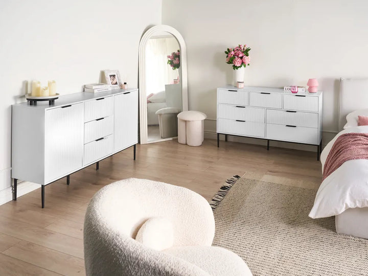 7 Drawer Chest White Ample Space for Storage Arvello