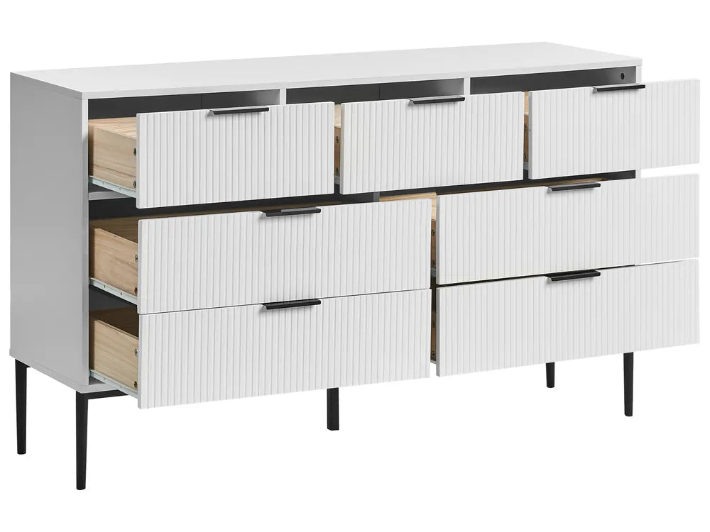 7 Drawer Chest White Ample Space for Storage Arvello