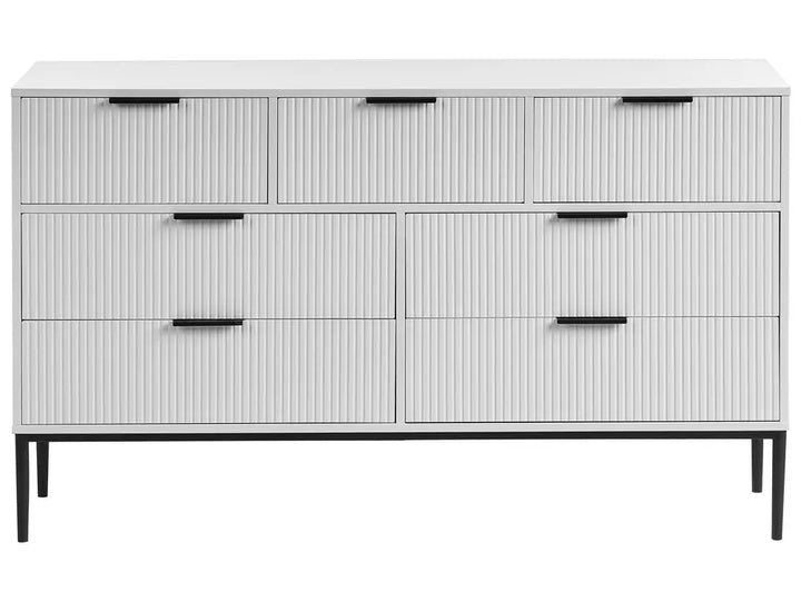 7 Drawer Chest White Ample Space for Storage Arvello
