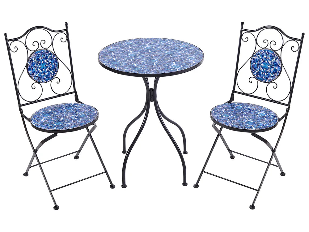 Bistro Set Folding Metal Black Blair