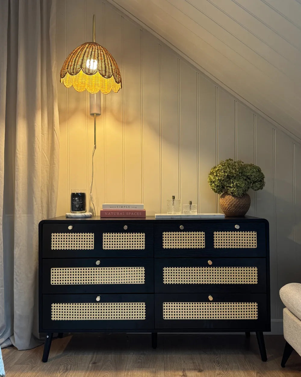 6 Drawer Chest Black Functional Storage Space Vistaro