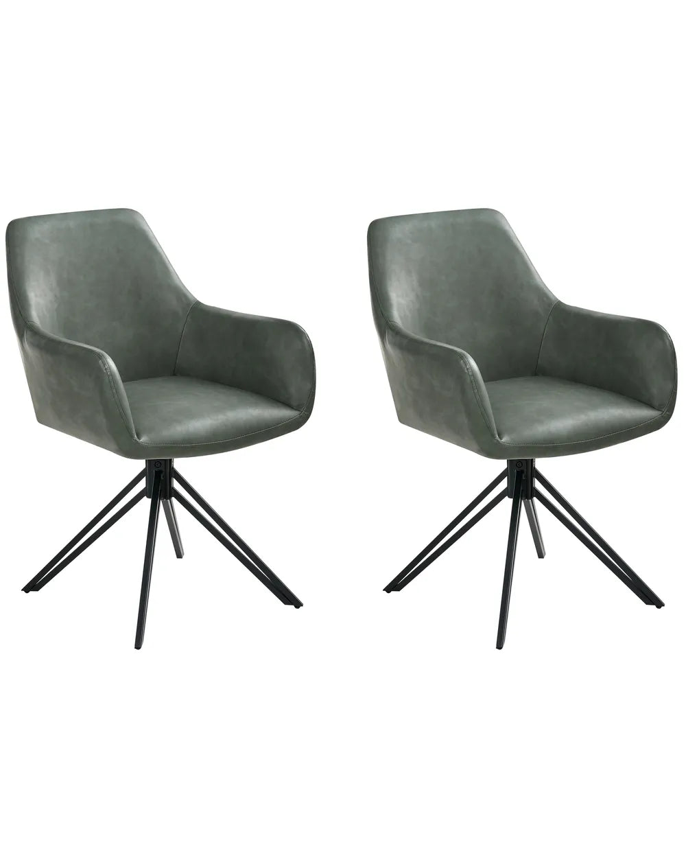 Set of 2 Dining Chairs Faux Leather Dark Green Tokyo