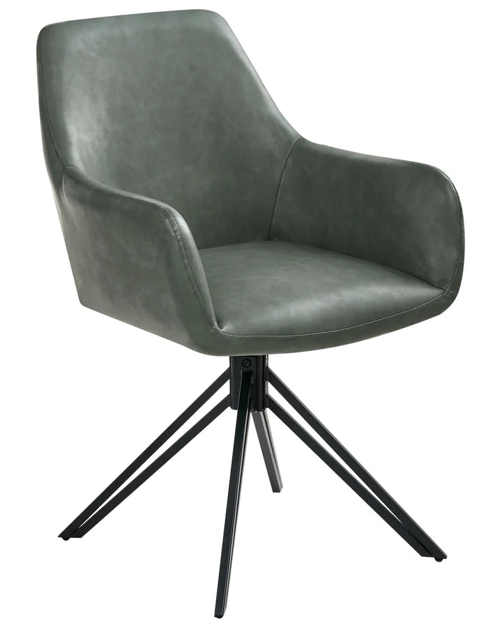 Set of 2 Dining Chairs Faux Leather Dark Green Tokyo