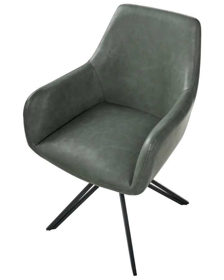 Set of 2 Dining Chairs Faux Leather Dark Green Tokyo