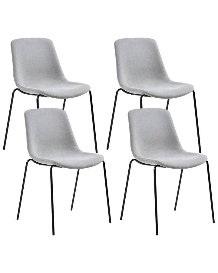 Set of 4 Dining Chairs Fabric Grey Vero