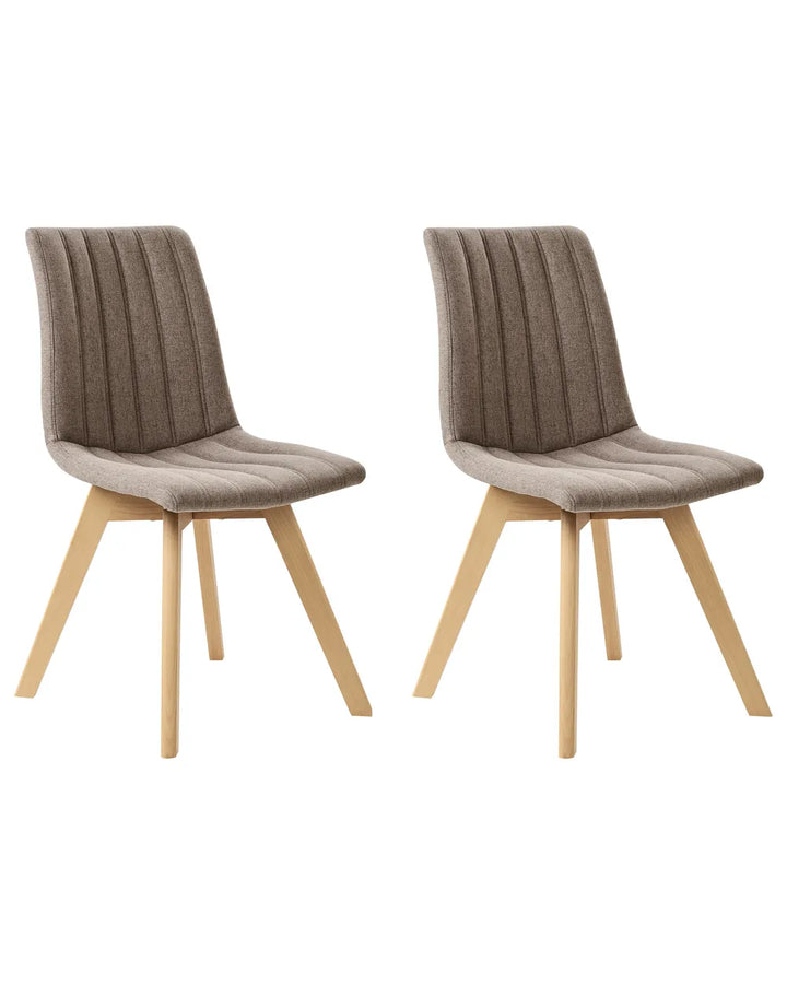 Set of 2 Dining Chairs Fabric Brown Aurelie