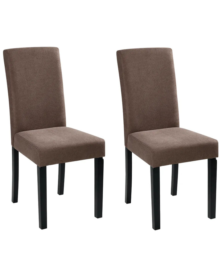 Set of 2 Dining Chairs Fabric Brown Celine