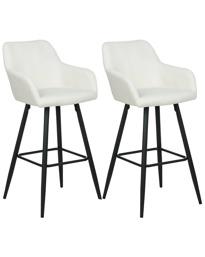 Set of 2 Bar Chairs Velvet Off-White Frank